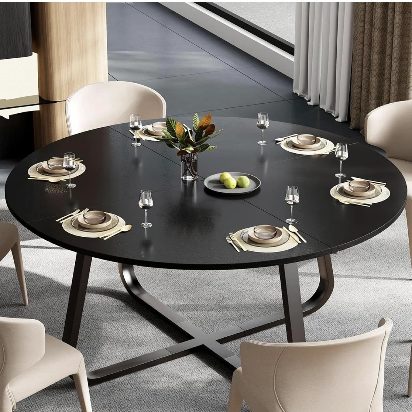 Black Round Dining Table - 42.13 inch - photo 3