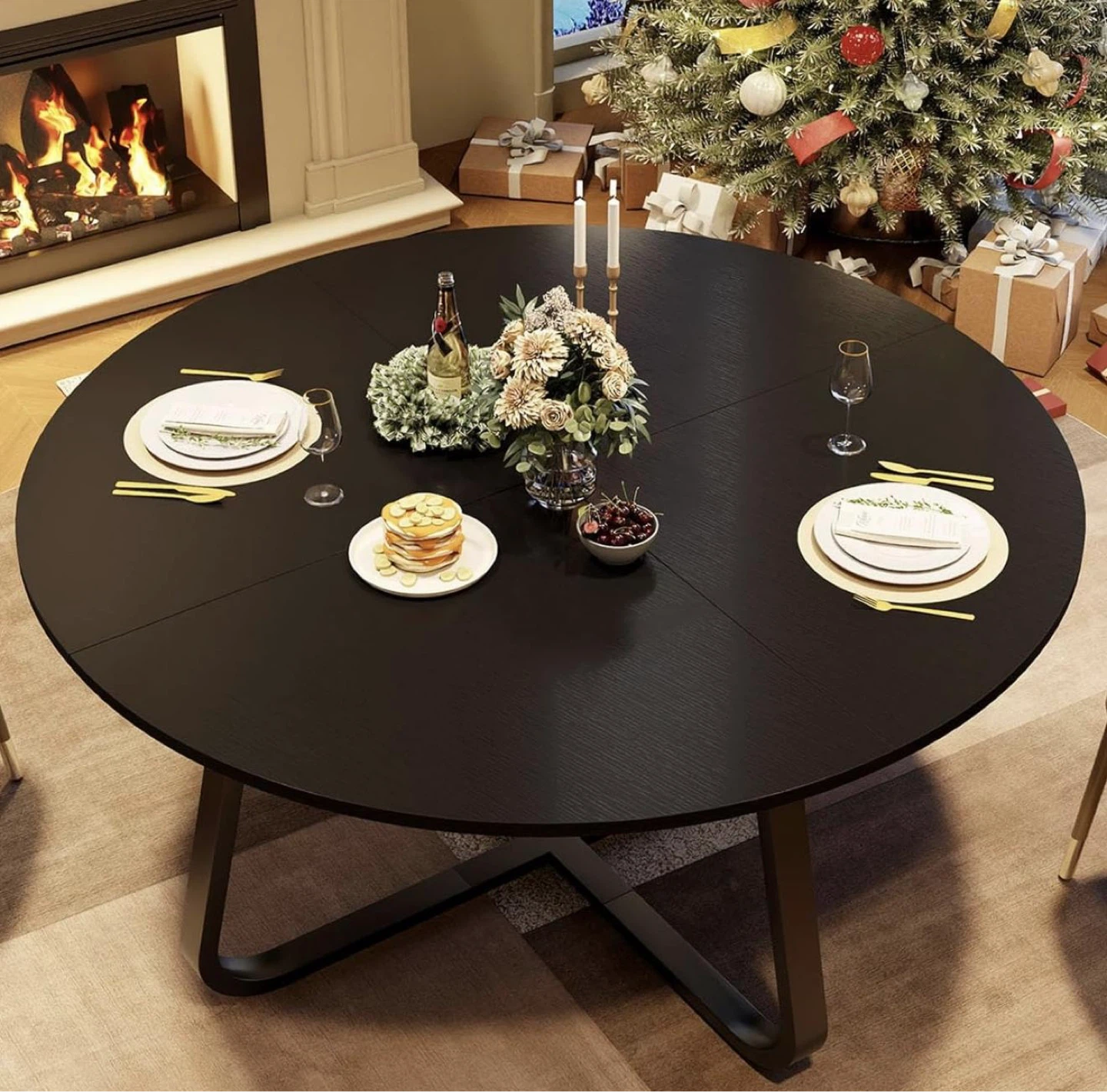Black Round Dining Table - 42.13 inch