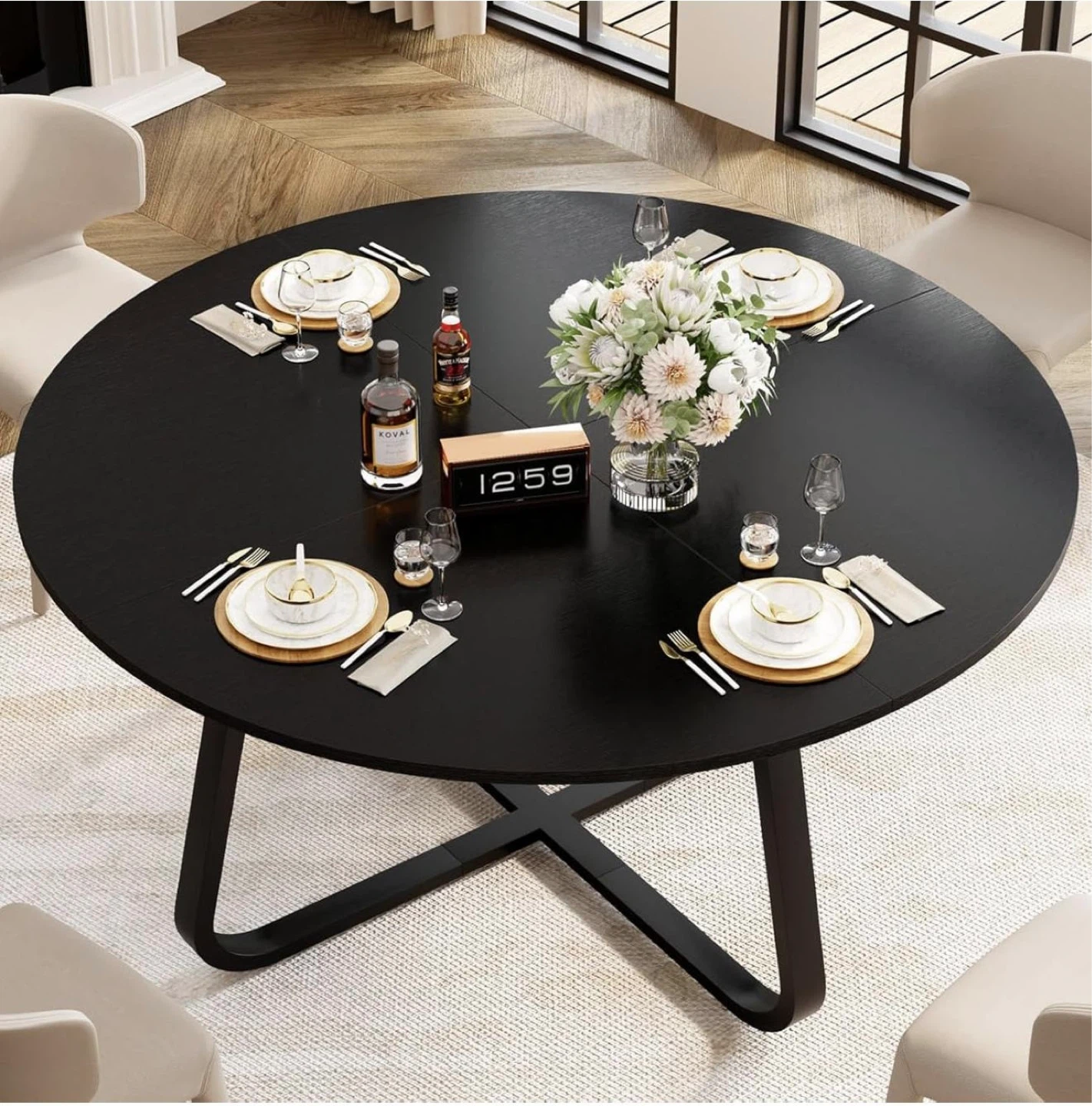 Black Round Dining Table - 42.13 inch - photo 2