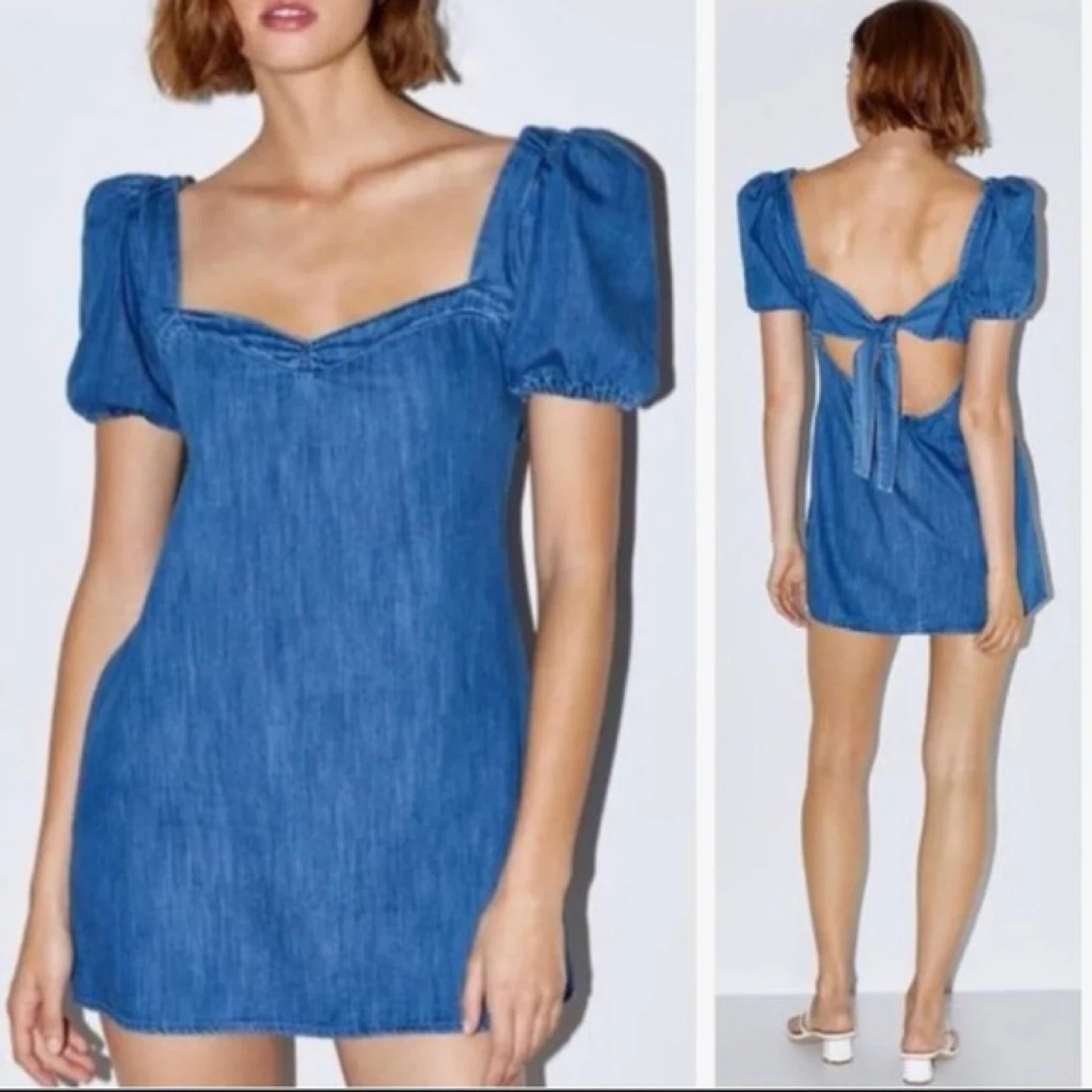 Zara Denim Puff Sleeve Mini Dress - photo 5