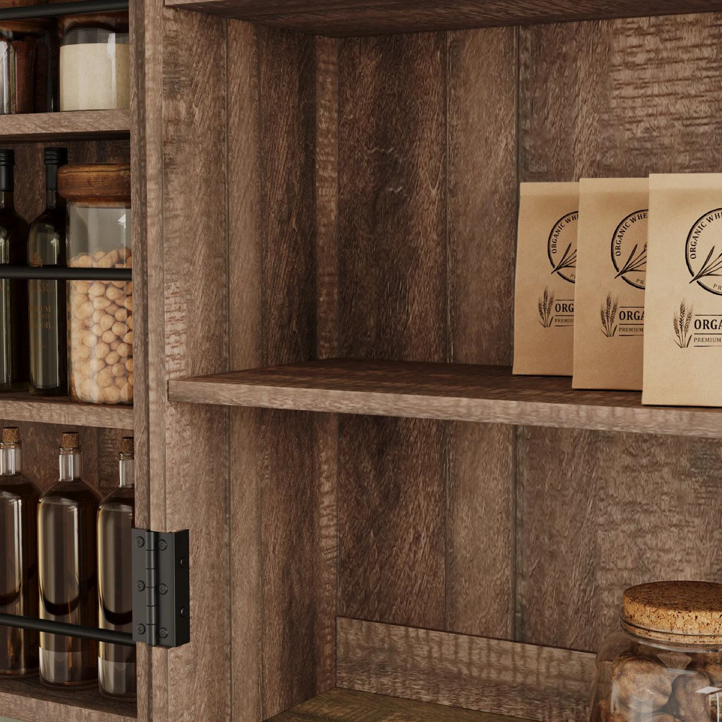 72" Tall Rustic Wood Kitchen Pantry with Drawer - photo 2