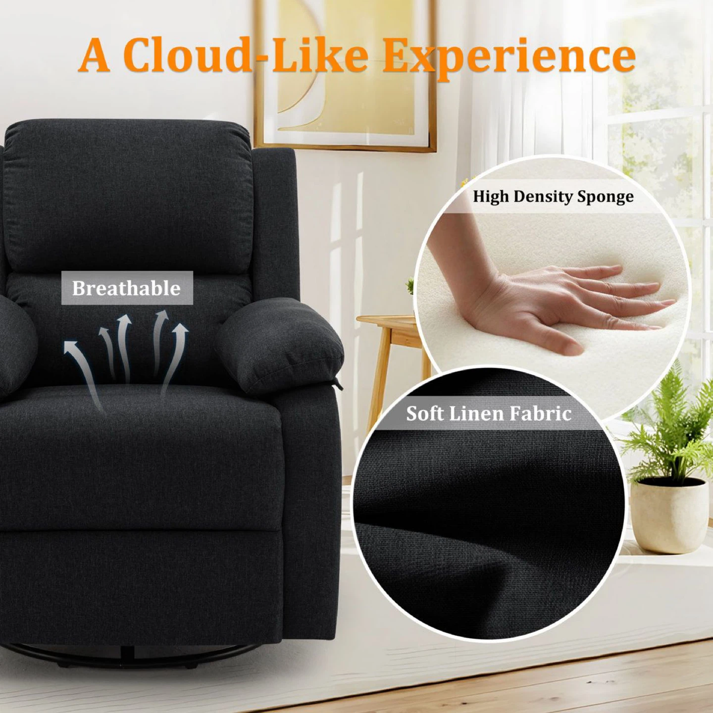 Dark Grey Swivel Rocker Recliner - photo 2