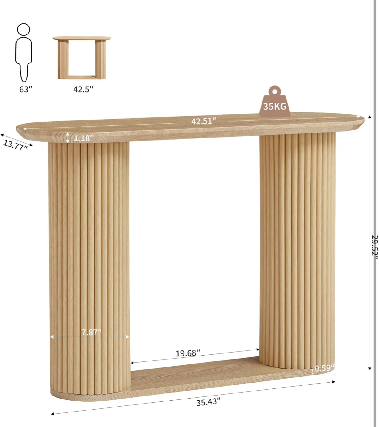 Oval Console Table - Light Wood