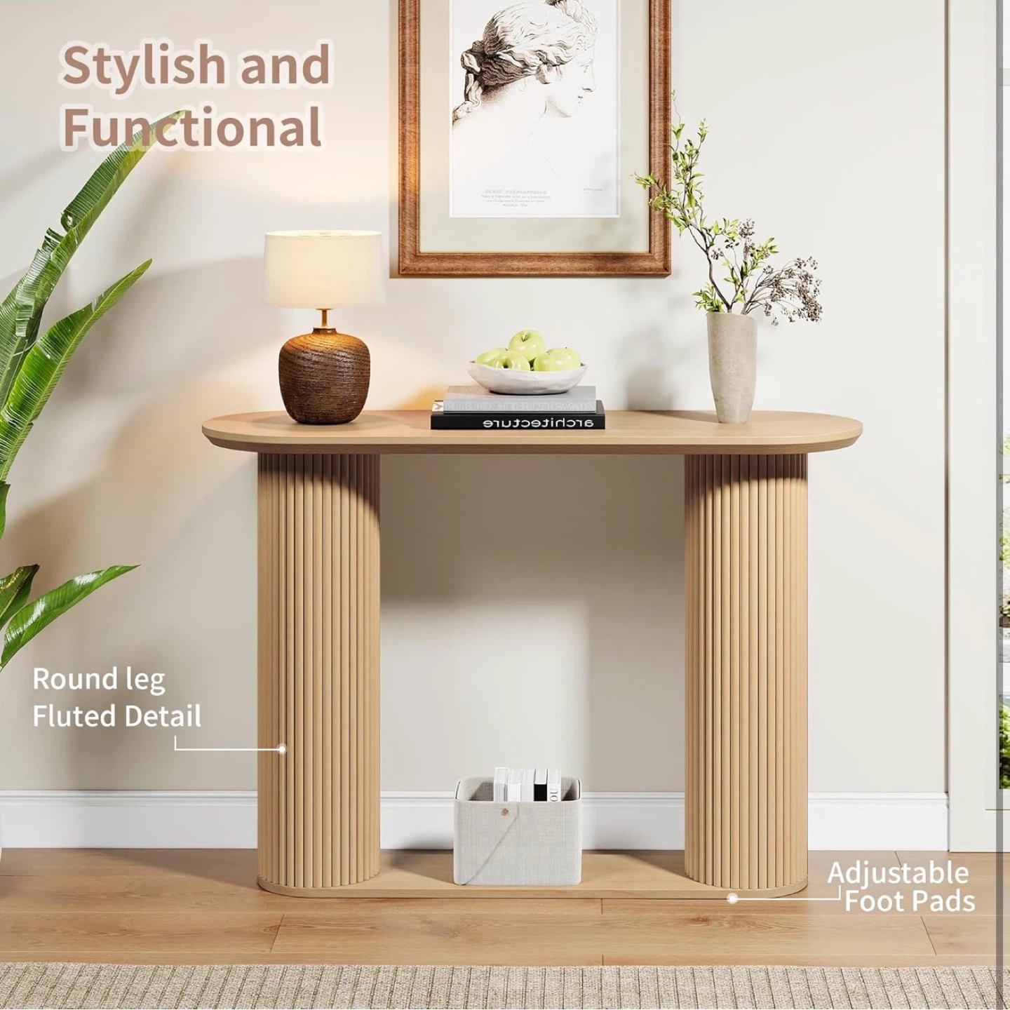 Oval Console Table - Light Wood - photo 3
