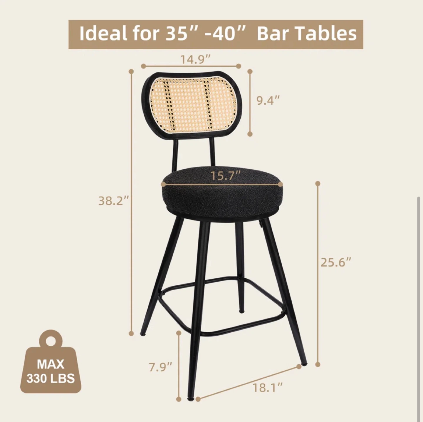 Set of 2 bar stools swivel - photo 3
