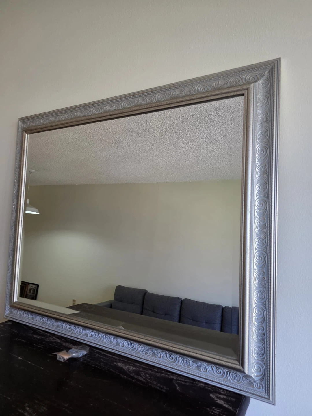 Large Ornate Silver Framed Mirror