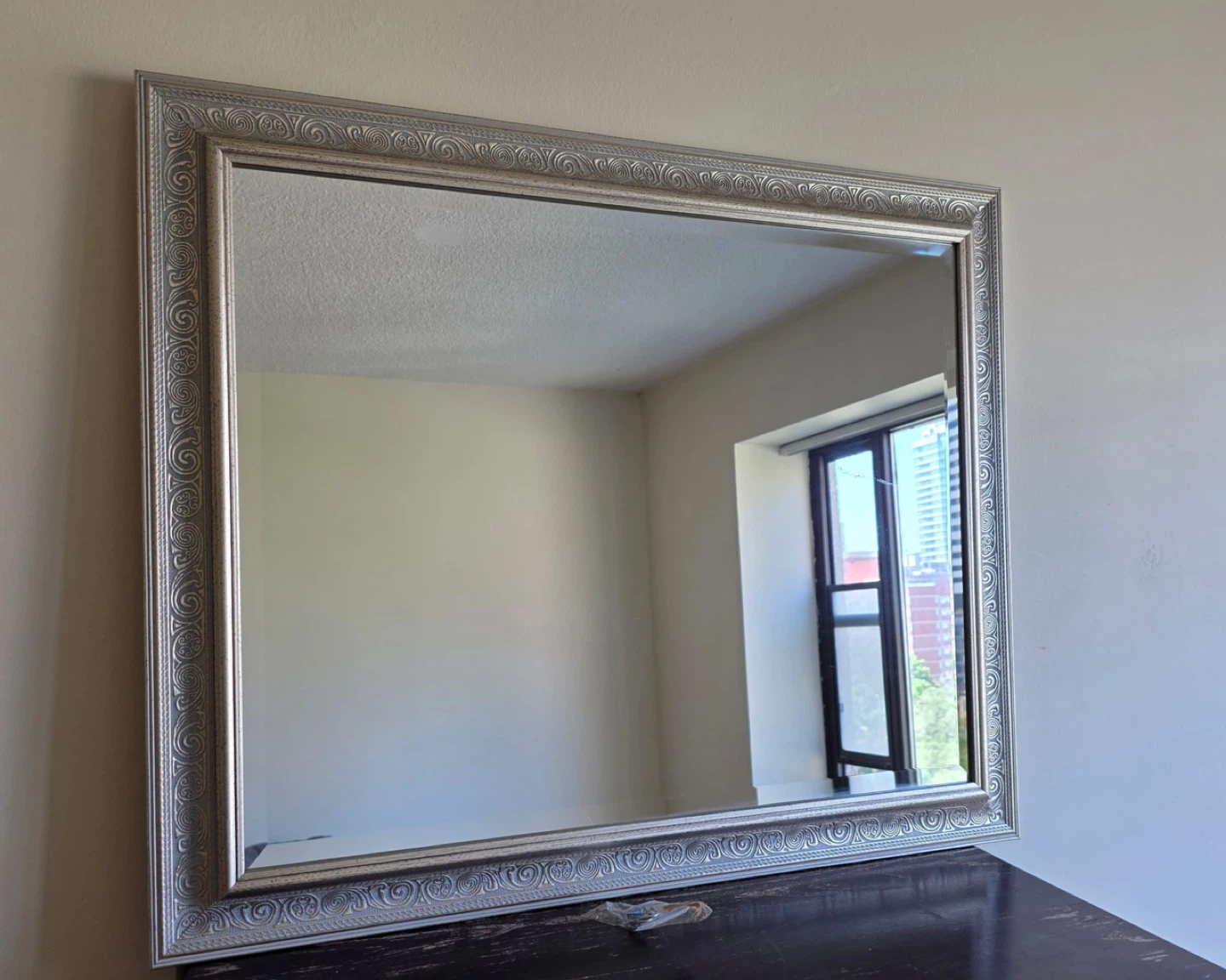 Large Ornate Silver Framed Mirror - photo 2