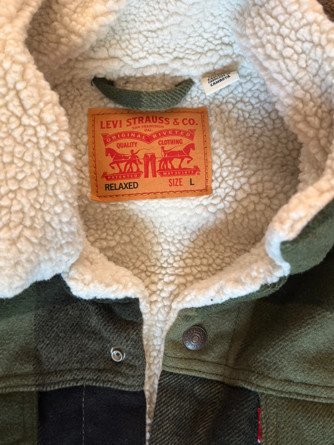 Levi Strauss & Co. Relaxed Green Plaid Jacket - Size L - photo 2