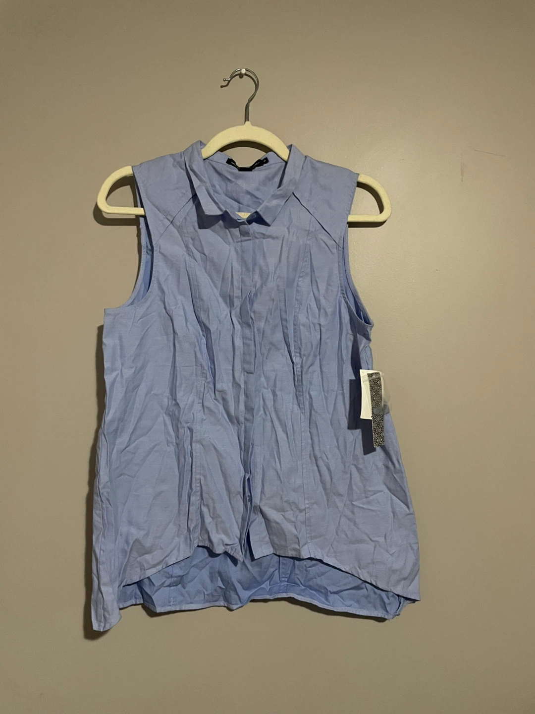 Marina Luna Blue Sleeveless Button-Up Shirt - Size M