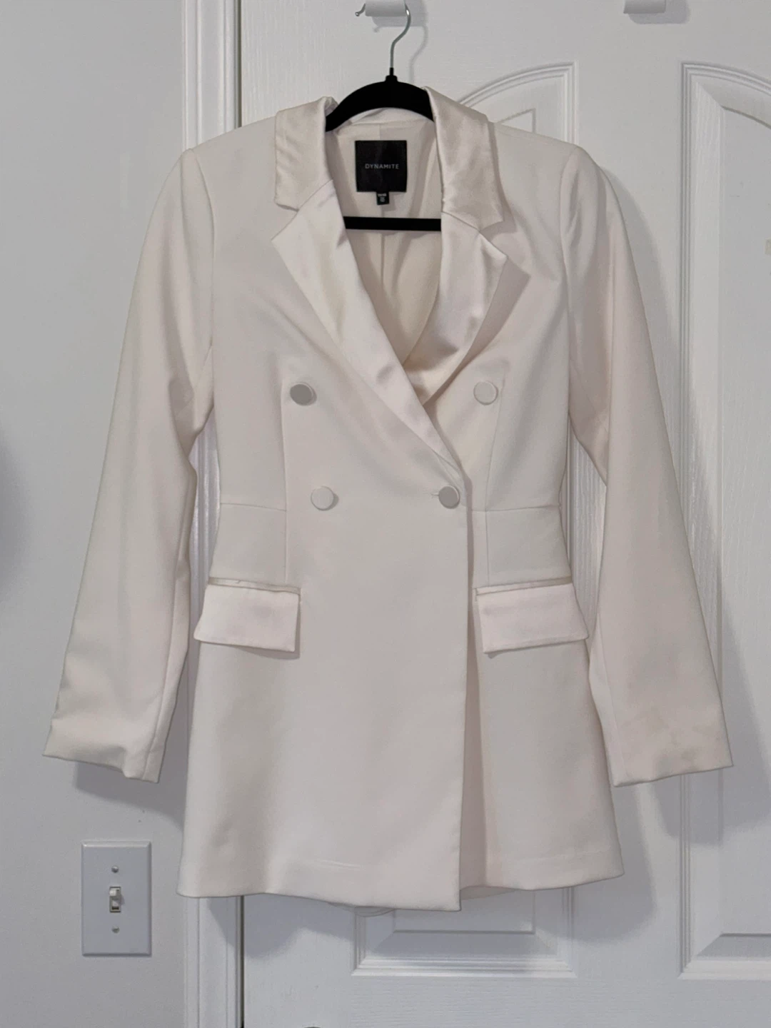 Dynamite Women's White Double-Breasted Blazer Dress XS