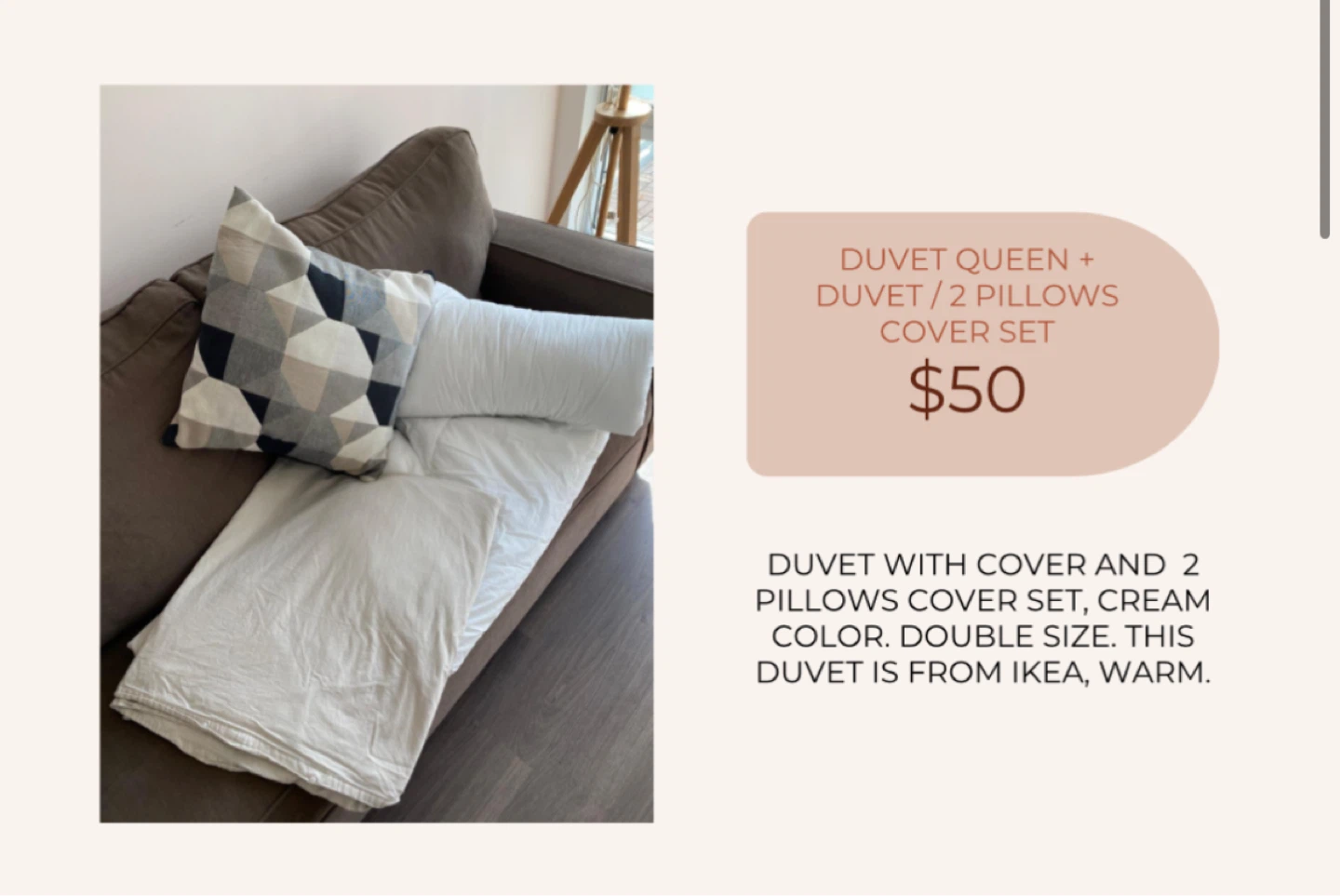 IKEA Duvet with Cover and 2 Pillow Covers Set - Double
