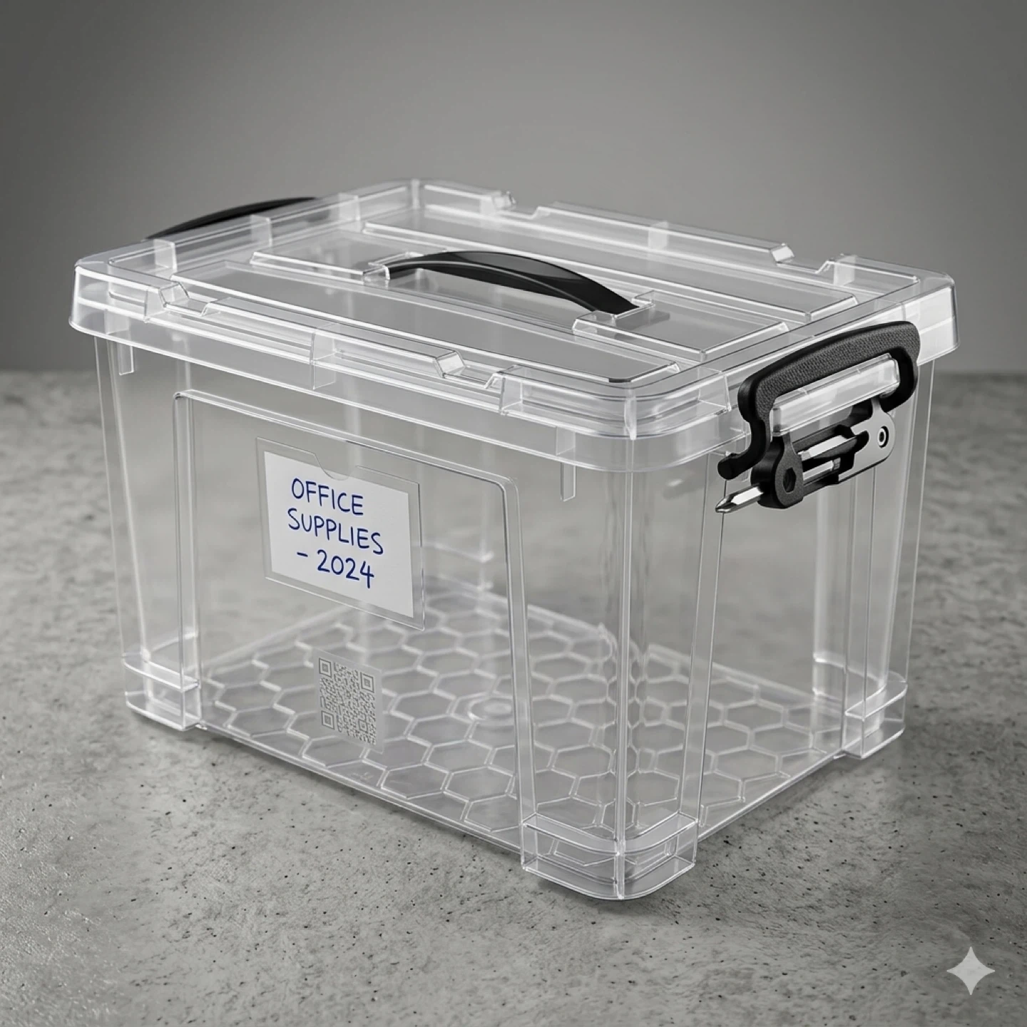 Clear Storage Bin with Hinged Lid