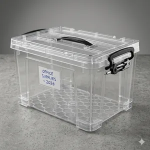 Clear Storage Bin with Hinged Lid