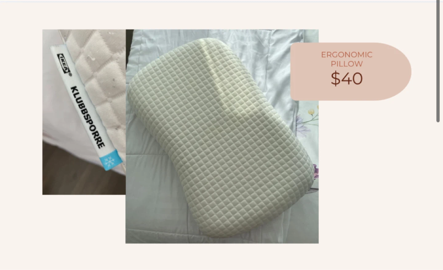 IKEA KLUBBSPORRE Ergonomic Pillow