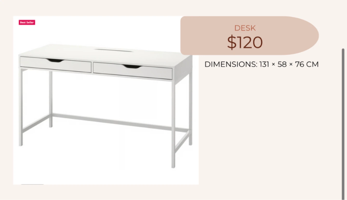 IKEA White Desk with Two Drawers