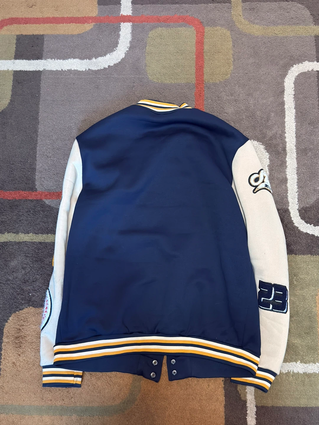 Empire State Mustangs Blue/Cream/Yellow varsity jacket. Size L - photo 3