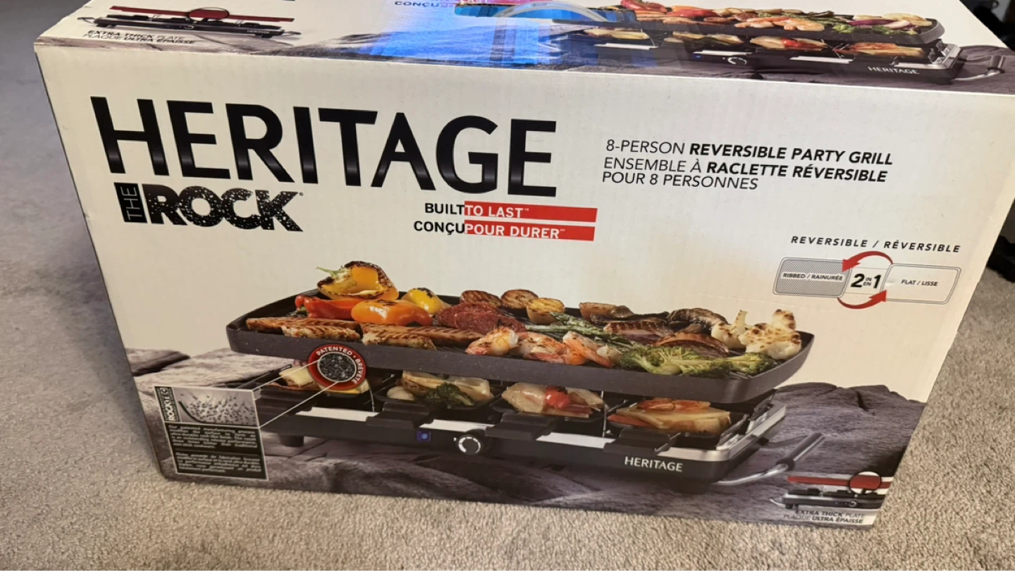 Heritage 8-Person Reversible Party Grill & Raclette