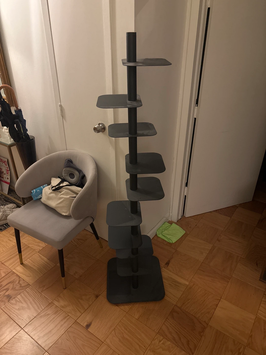 Tall Black Multi-Tiered Shelf Unit