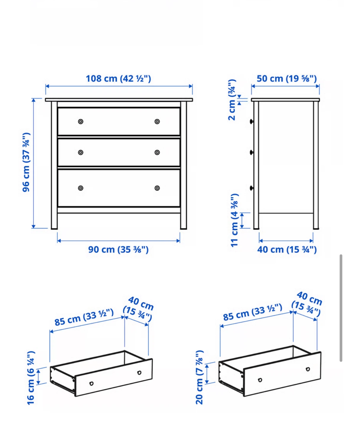 IKEA HEMNES Dresser white 3 drawers - photo 5
