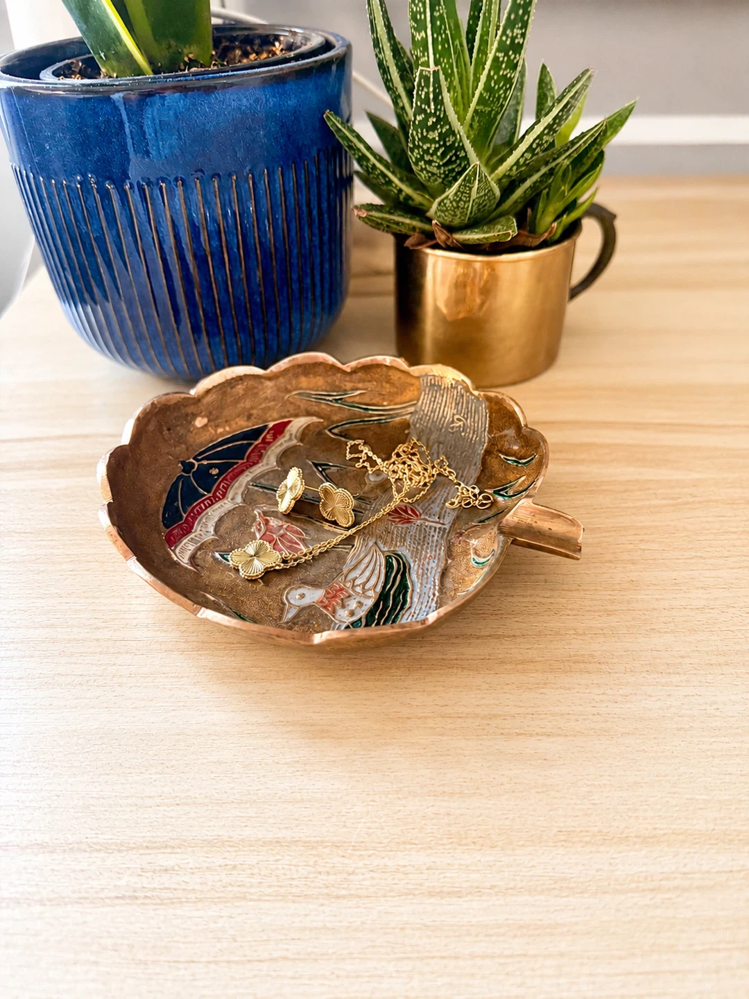 Decorative Trinket Dish with Duck and Umbrella Scene - photo 2