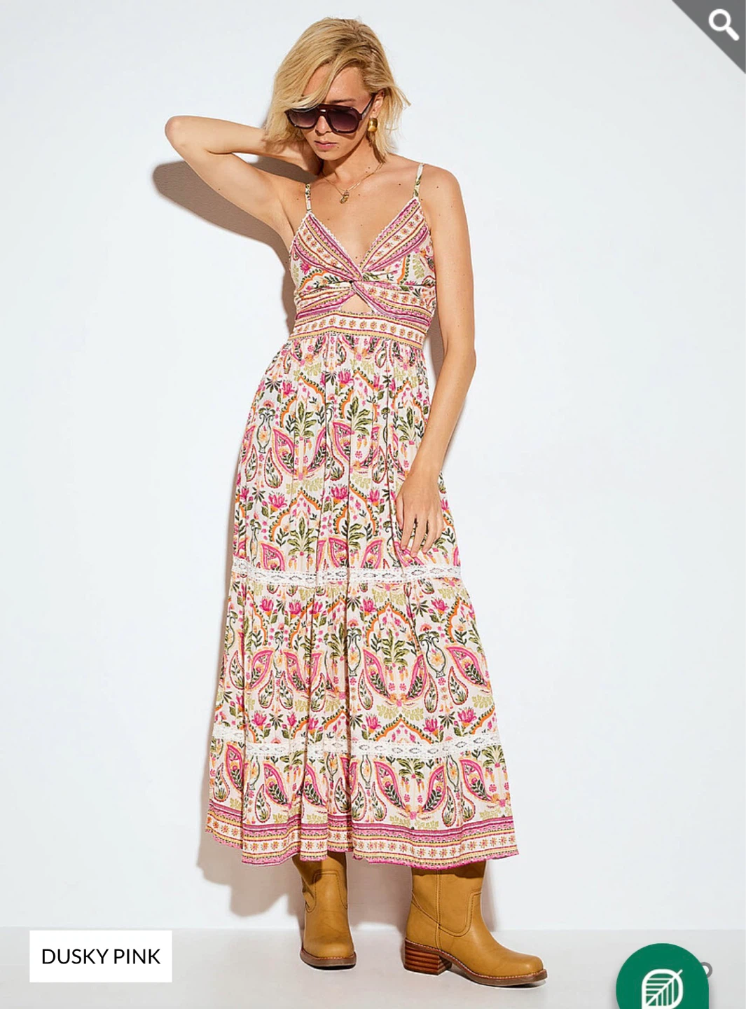 Angie Paisley Maxi Dress - Dusky Pink Medium