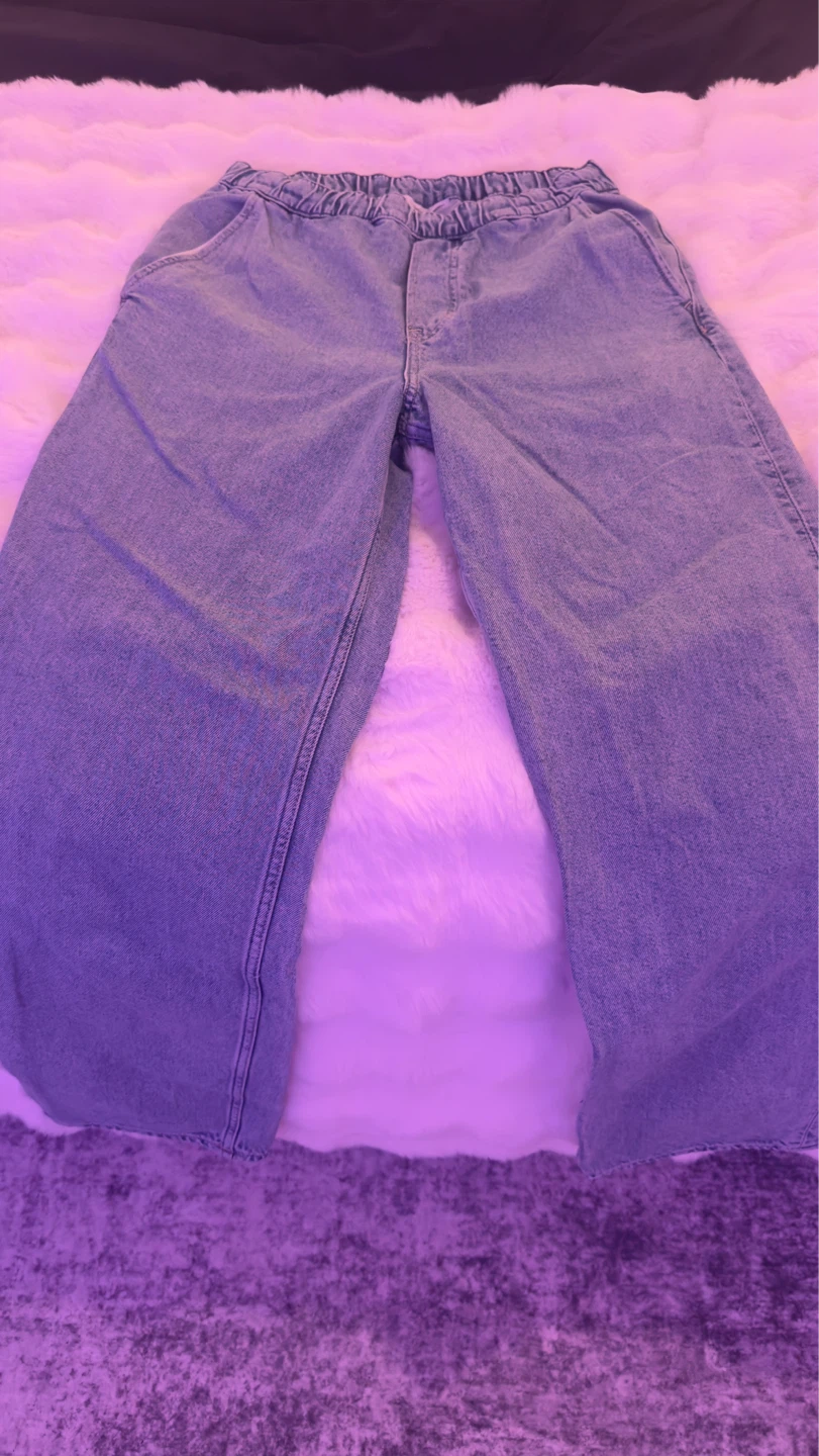 Light Wash Denim Wide-Leg Pants