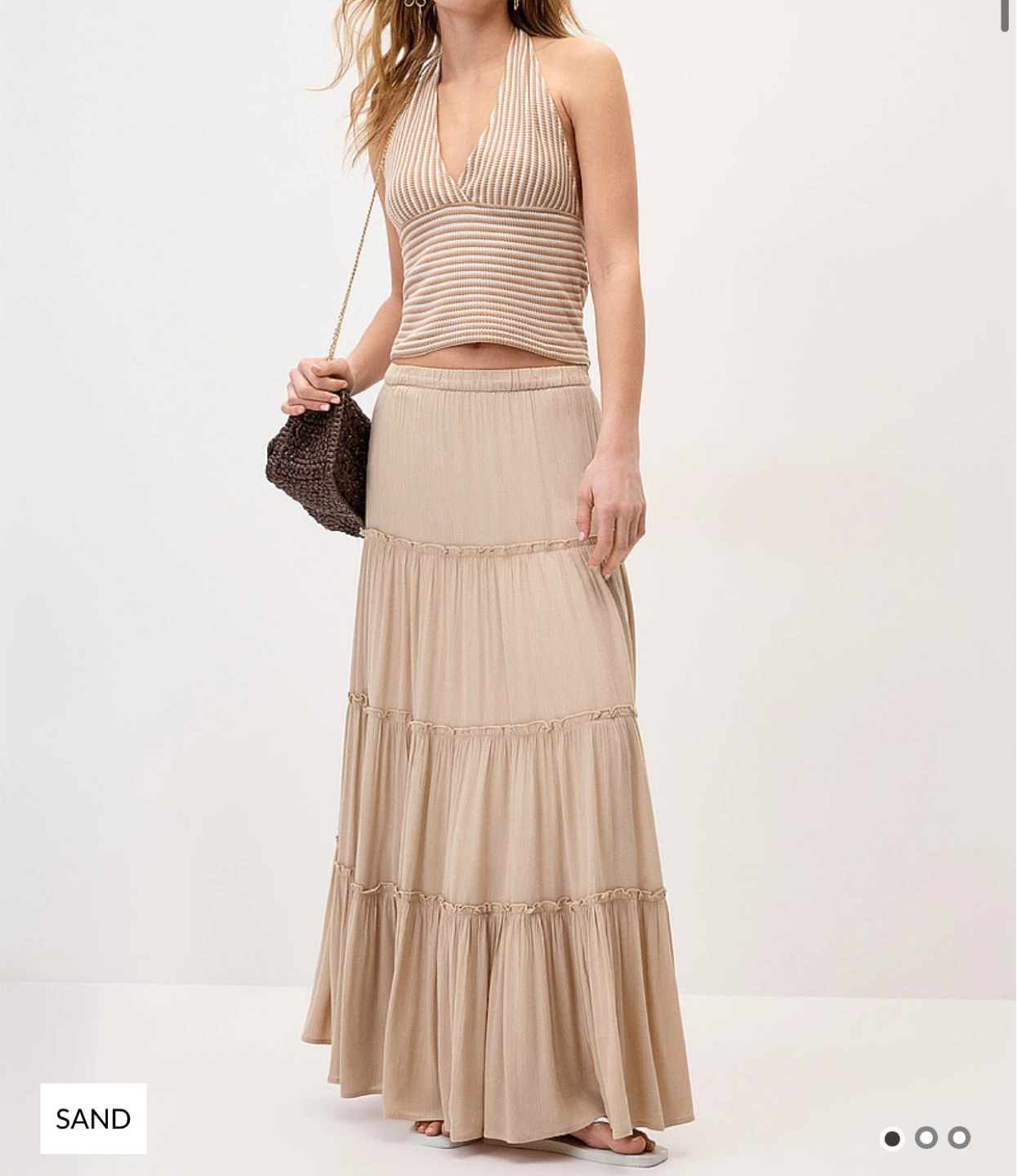 twik (Simons brand) Tiered Maxi Skirt - Sand, size Small