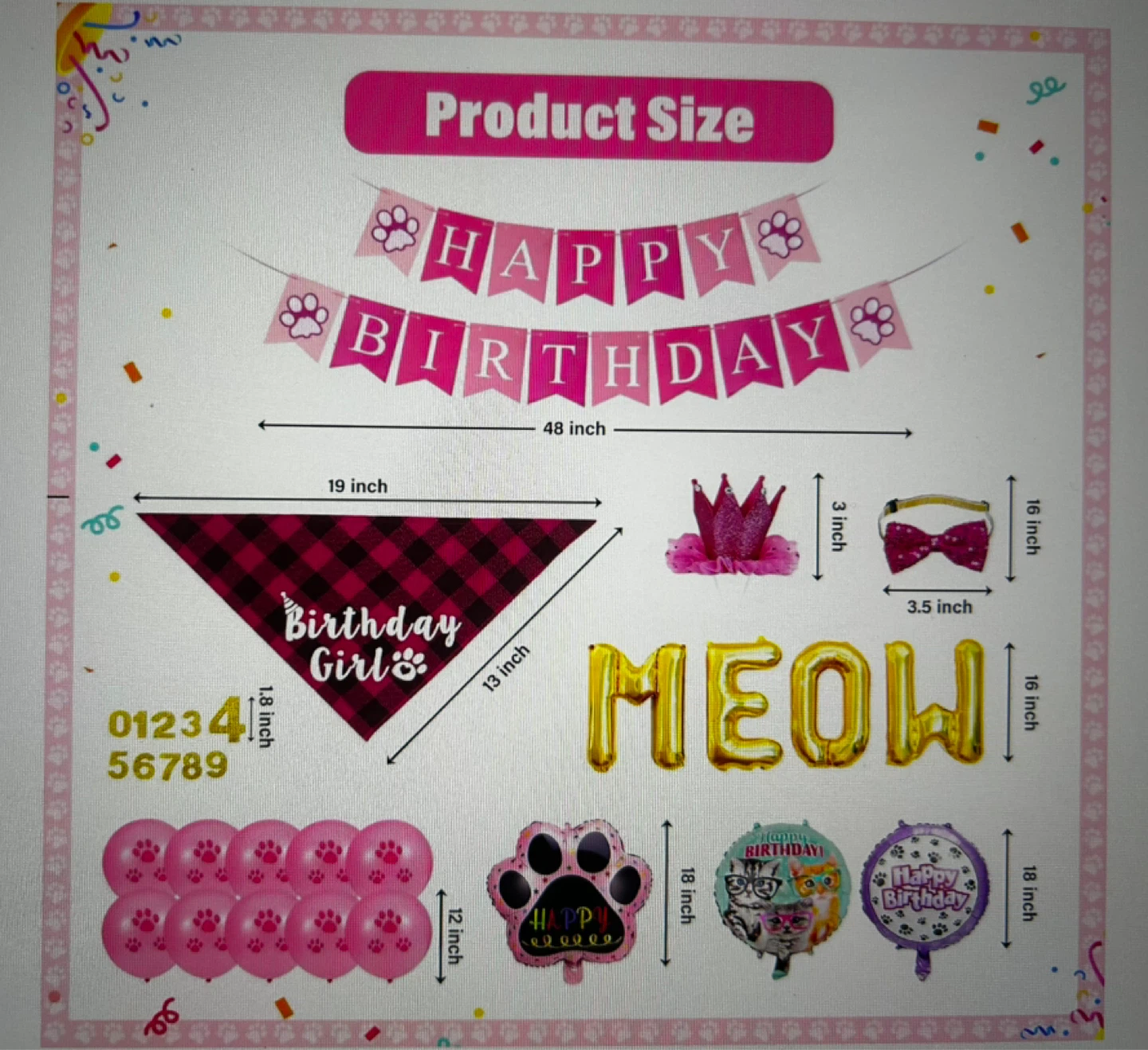 Cat Birthday Party Decor Set - photo 4