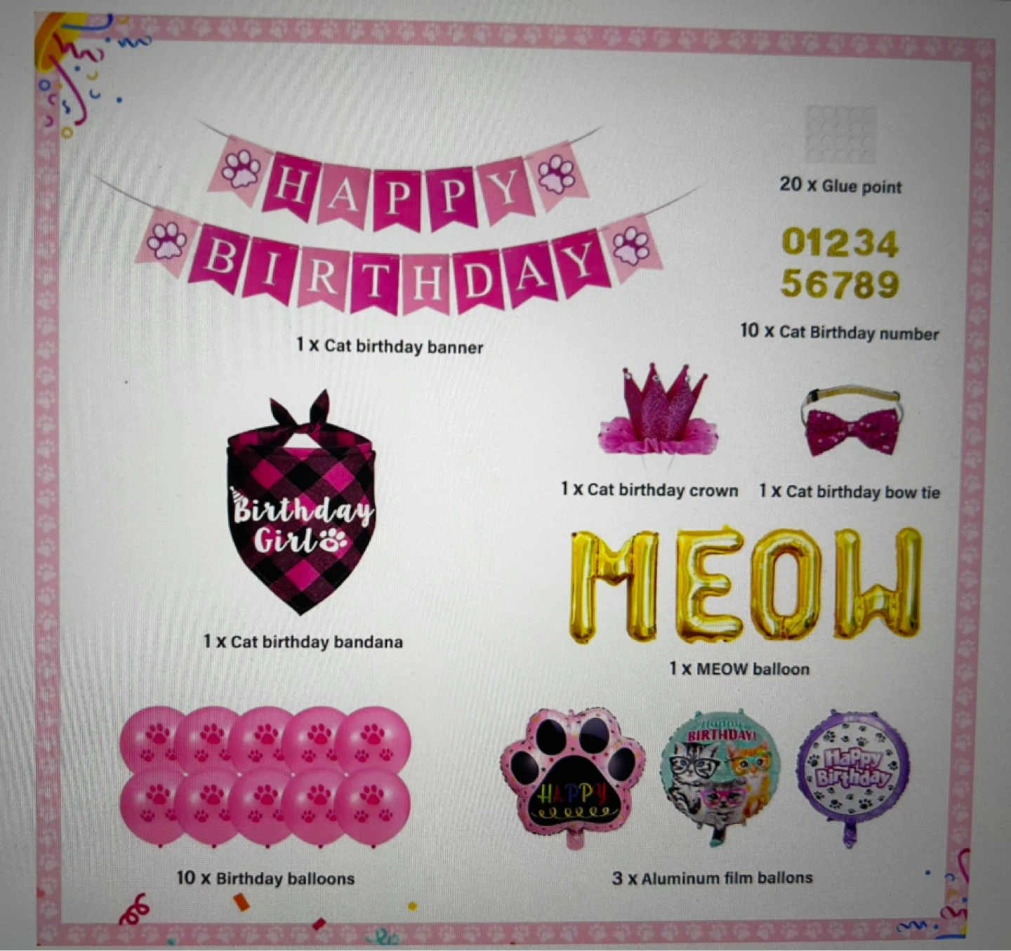 Cat Birthday Party Decor Set - photo 5