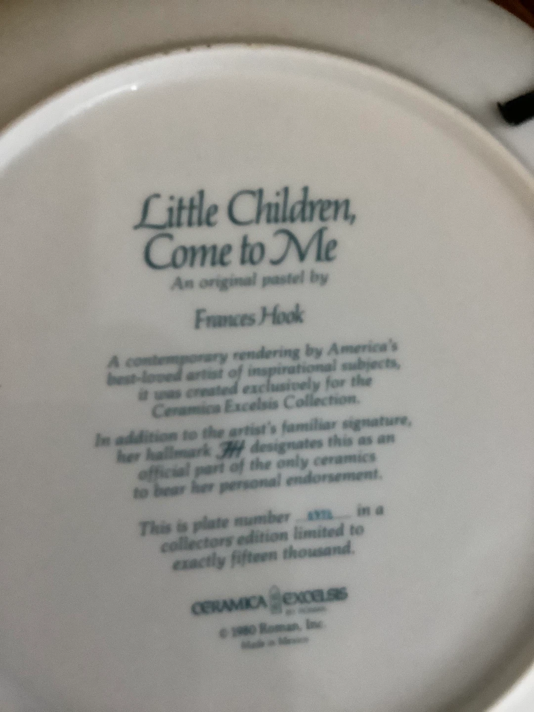 Frances Hook Little Children Come to Me Collector Plate - photo 2