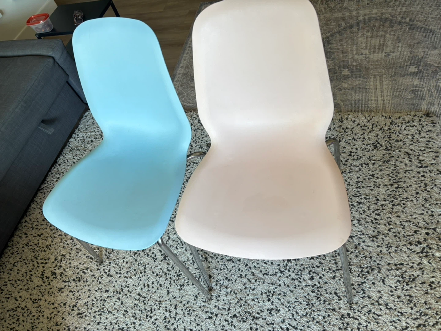 Set of 2 Dining Chairs - Blue & Pink