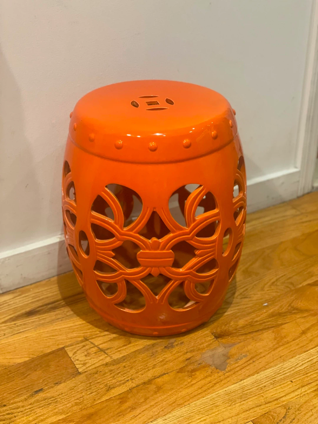 Orange Metalic Garden Stool