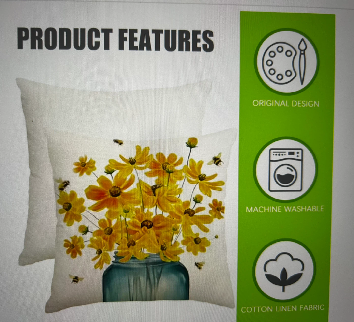 Set of 2 Farmhouse Pillow Covers - 18x18 inch - photo 5