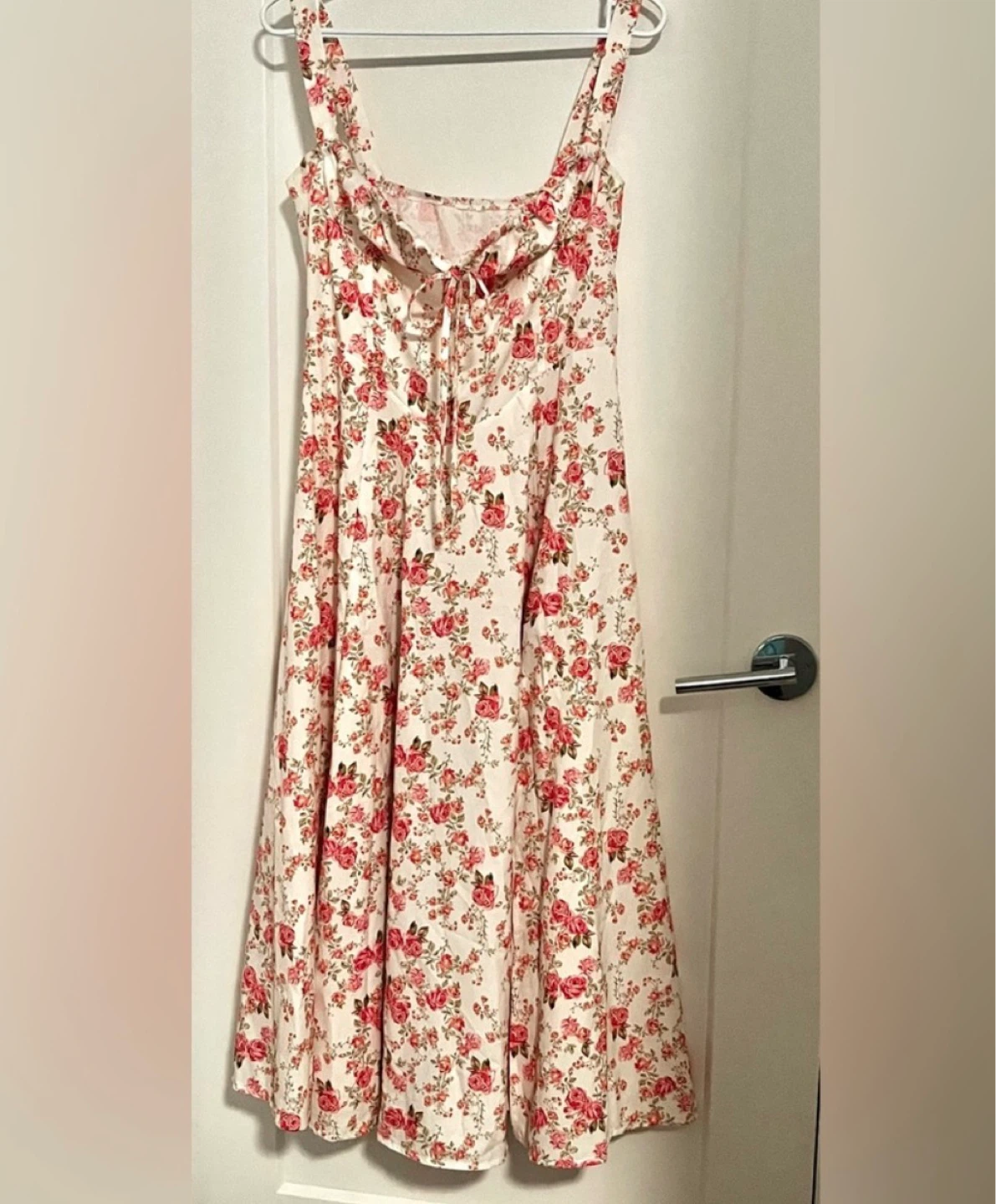 Floral Summer Milkmaid Midi Dress with Rose Print