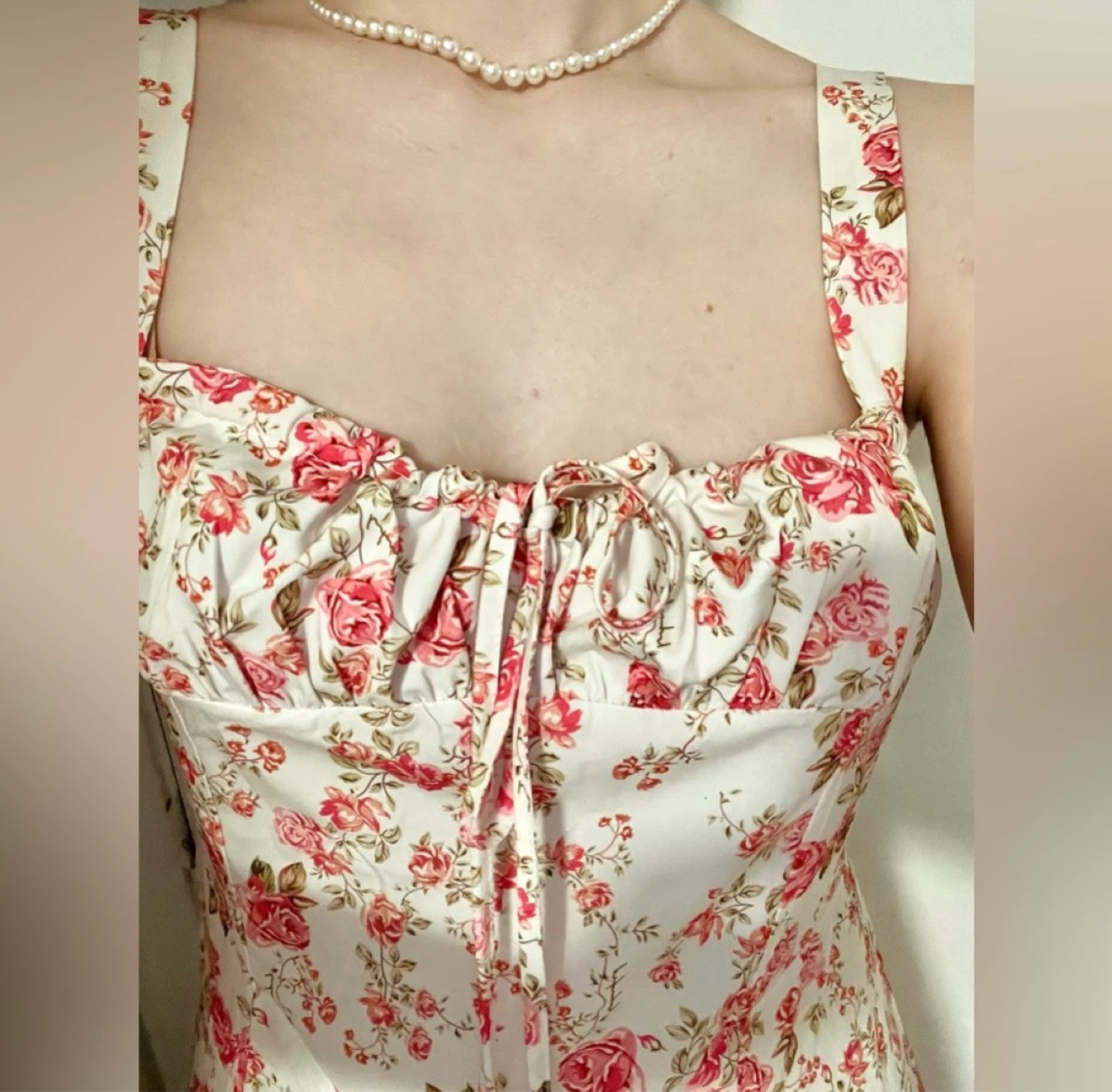 Floral Summer Milkmaid Midi Dress with Rose Print - photo 2