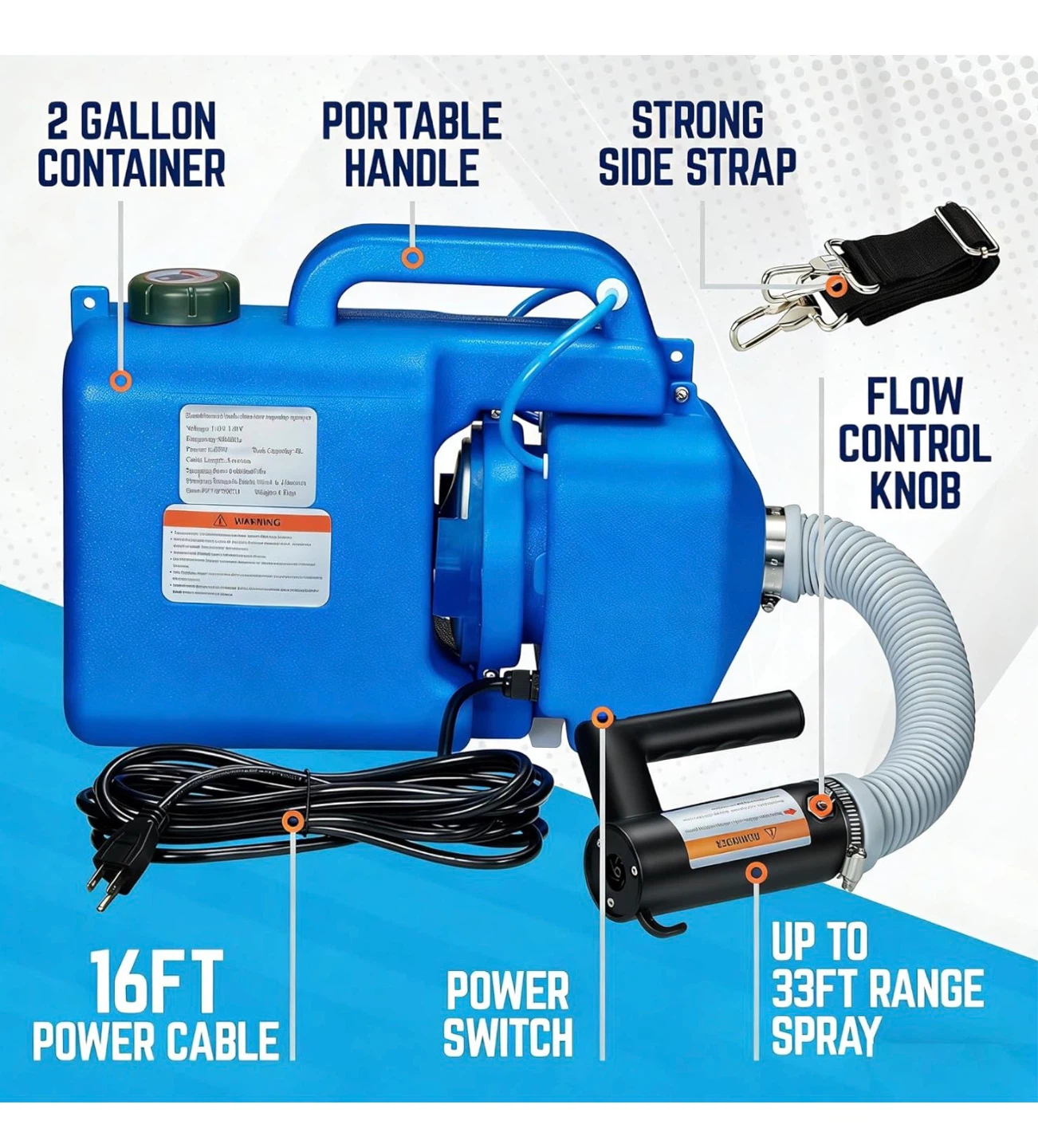Electric ULV Fogger Sprayer, 8L/2.1Gal 1200W - photo 5