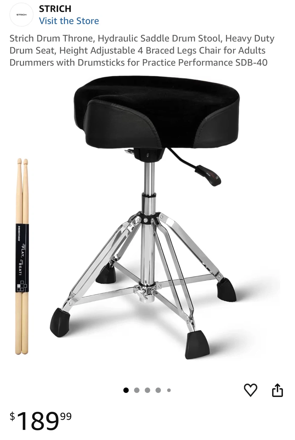 STRICH Drum Throne - Hydraulic Saddle Drum Stool