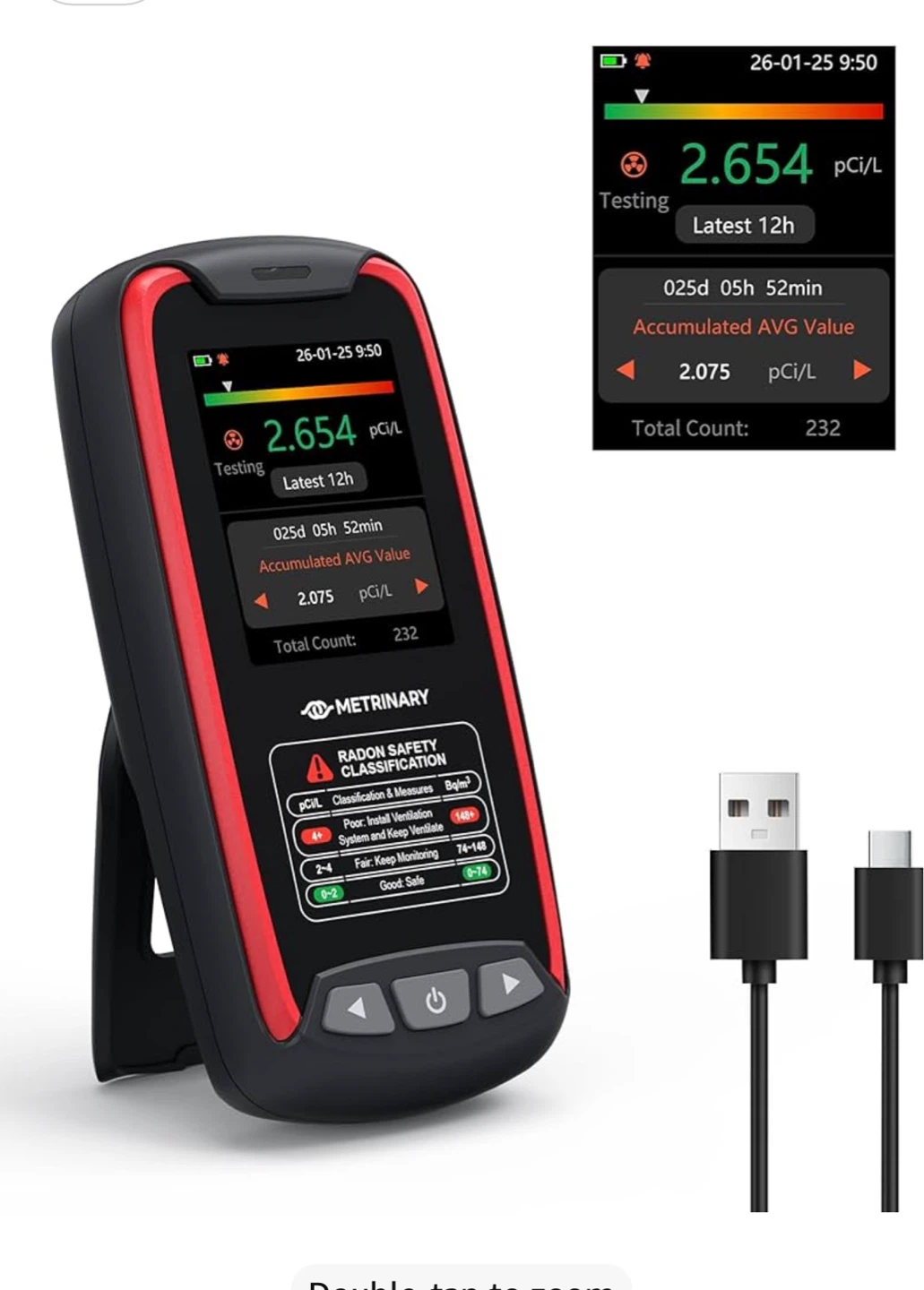 Metrinary Radon Monitor Detector TFT Color Display - photo 2