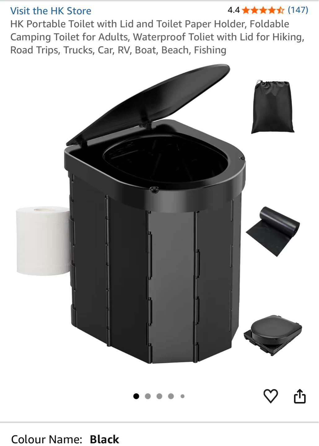HK Portable Foldable Toilet with Paper Holder