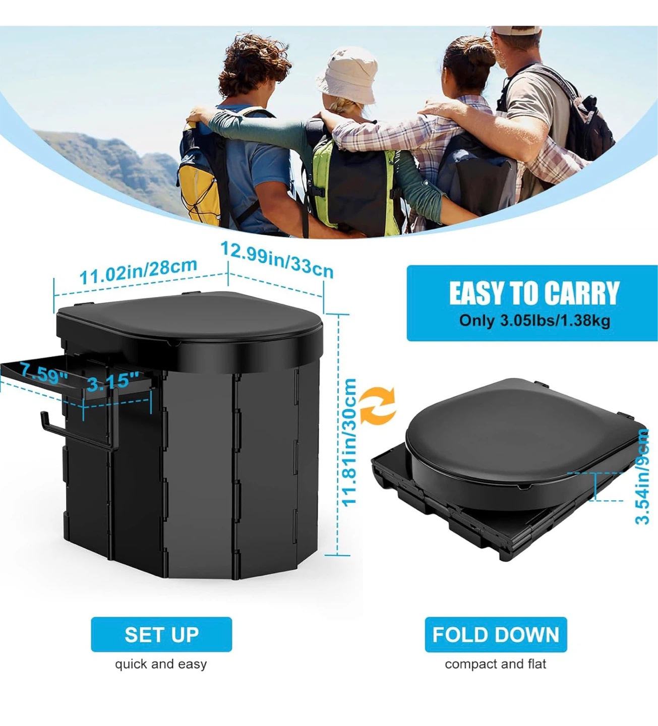 HK Portable Foldable Toilet with Paper Holder - photo 4