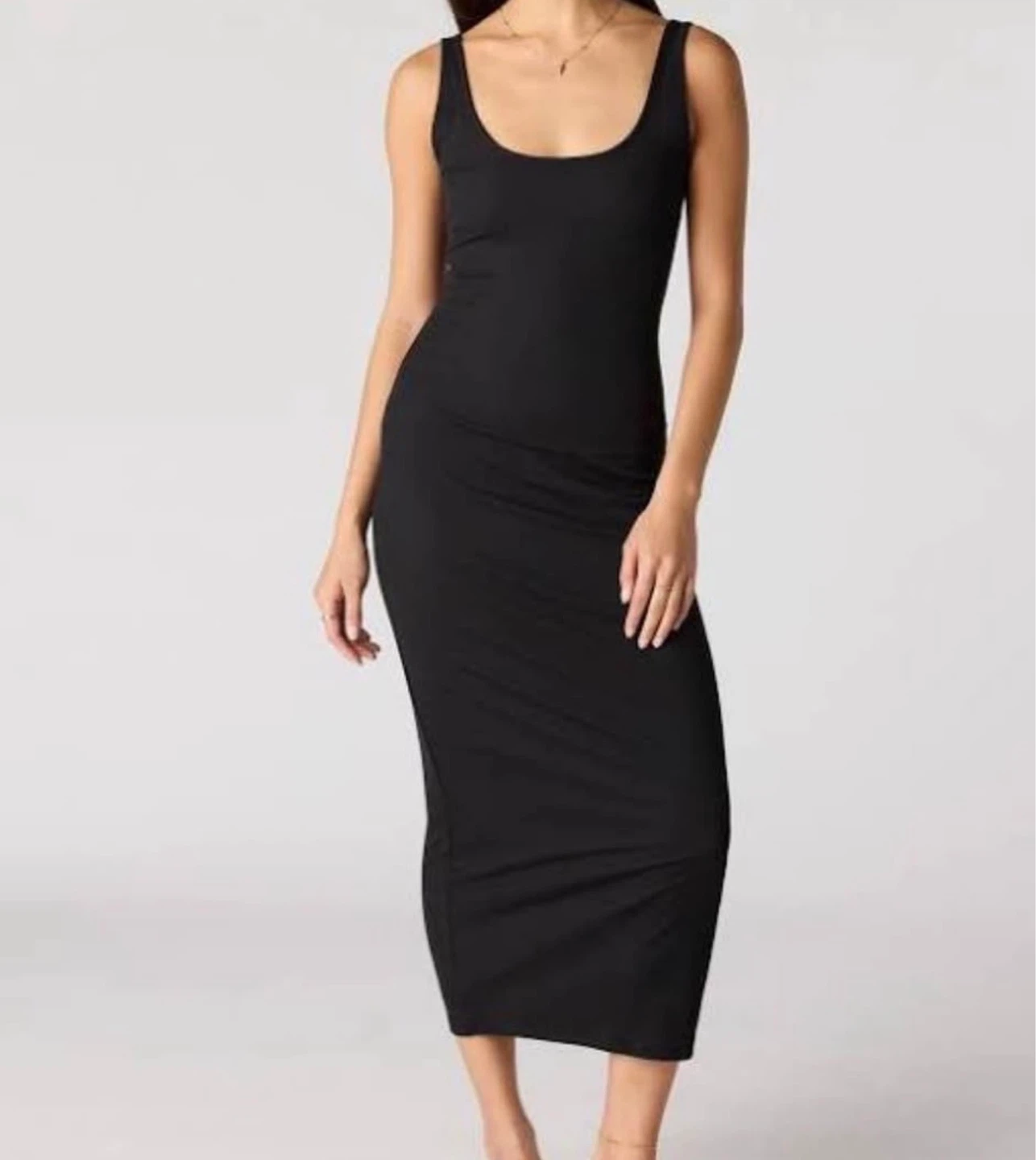 Black Ribbed Tank Dress