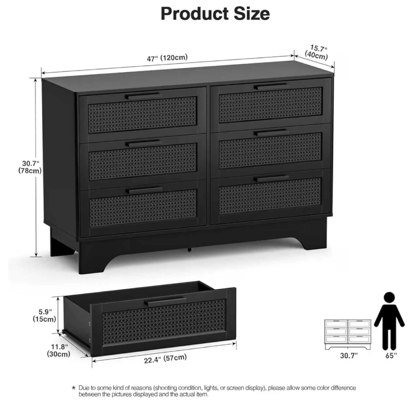 Anmytek Black 6 Drawer Dresser - photo 2