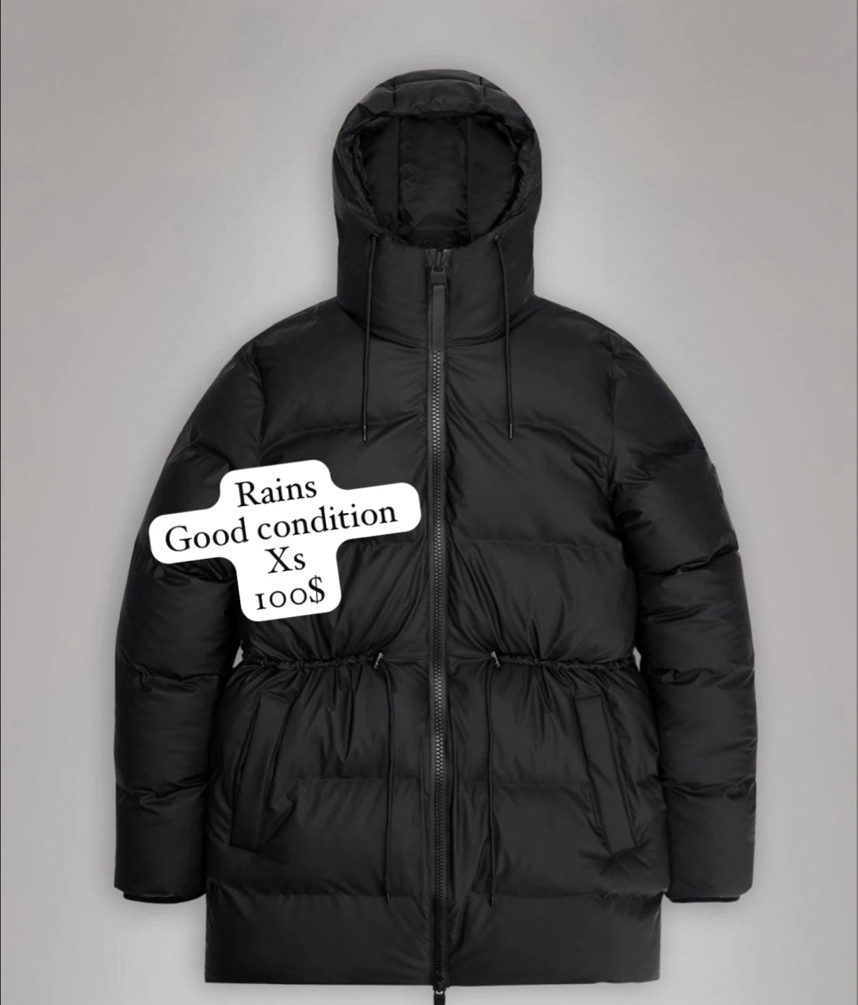 Rains Black Puffer Jacket