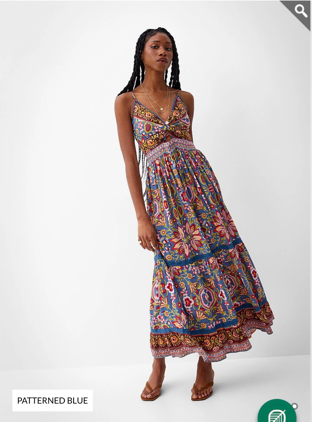 Angie Bright Floral Pattern Maxi Dress - Patterned Blue, size L