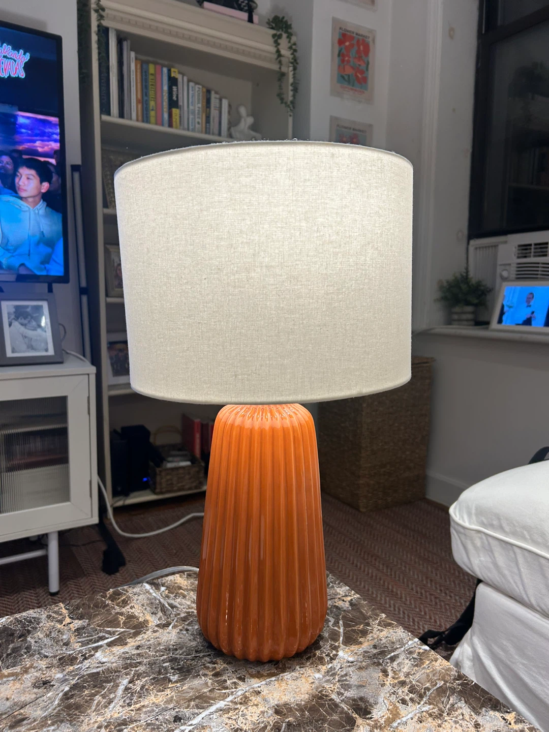 Orange Fluted Table Lamp