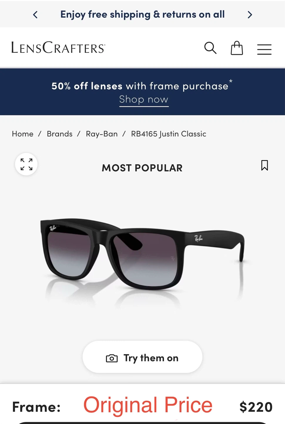 Ray-Ban RB4165 Justin Classic Sunglasses - photo 2