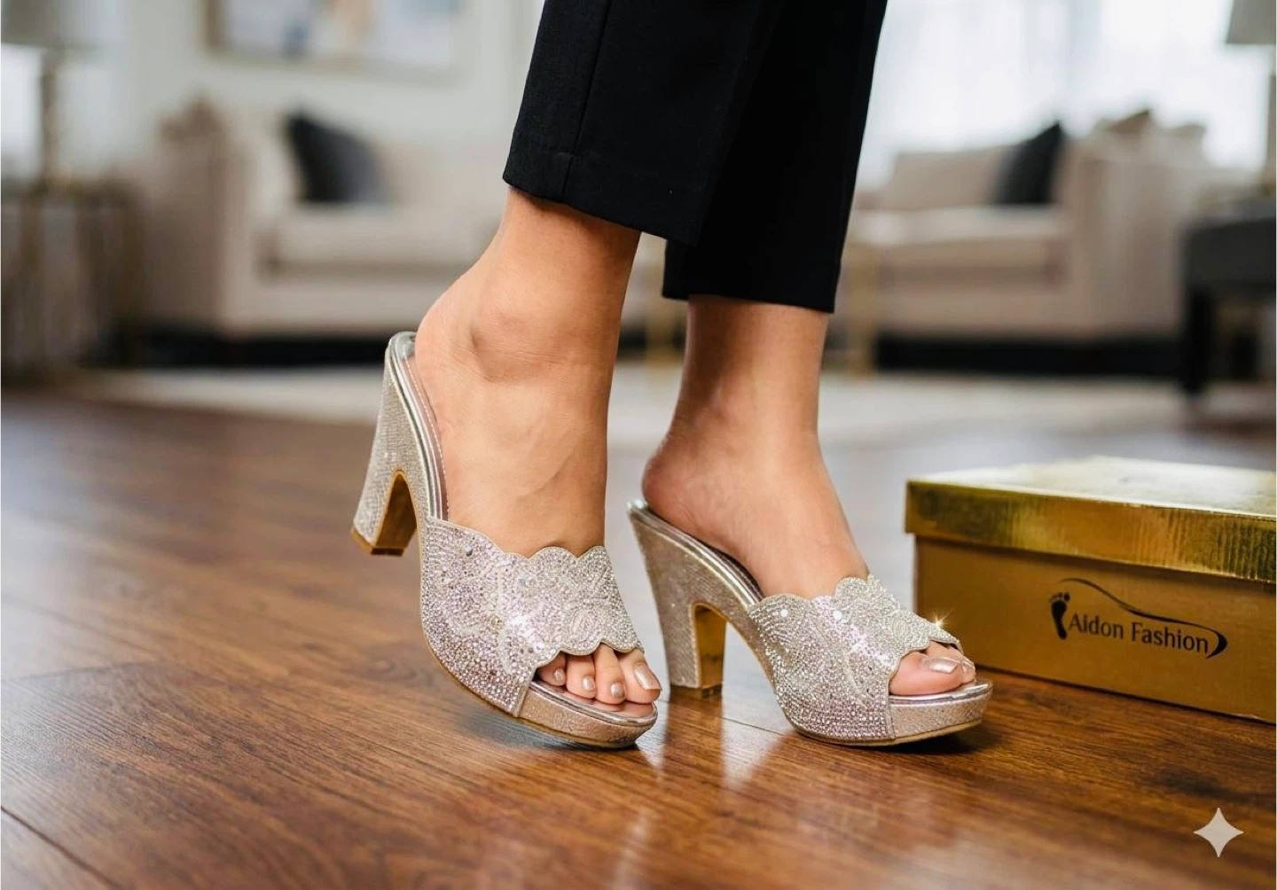 Raido Fashion Silver Embellished Heels