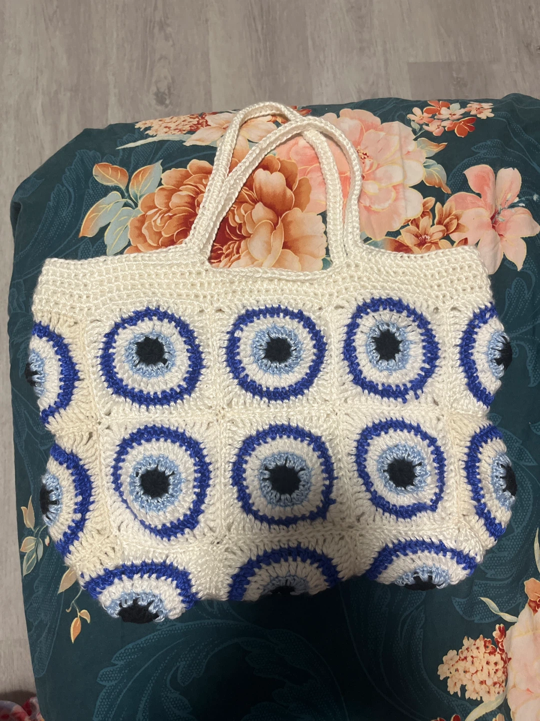 Crochet Tote Bag - Evil Eye Pattern