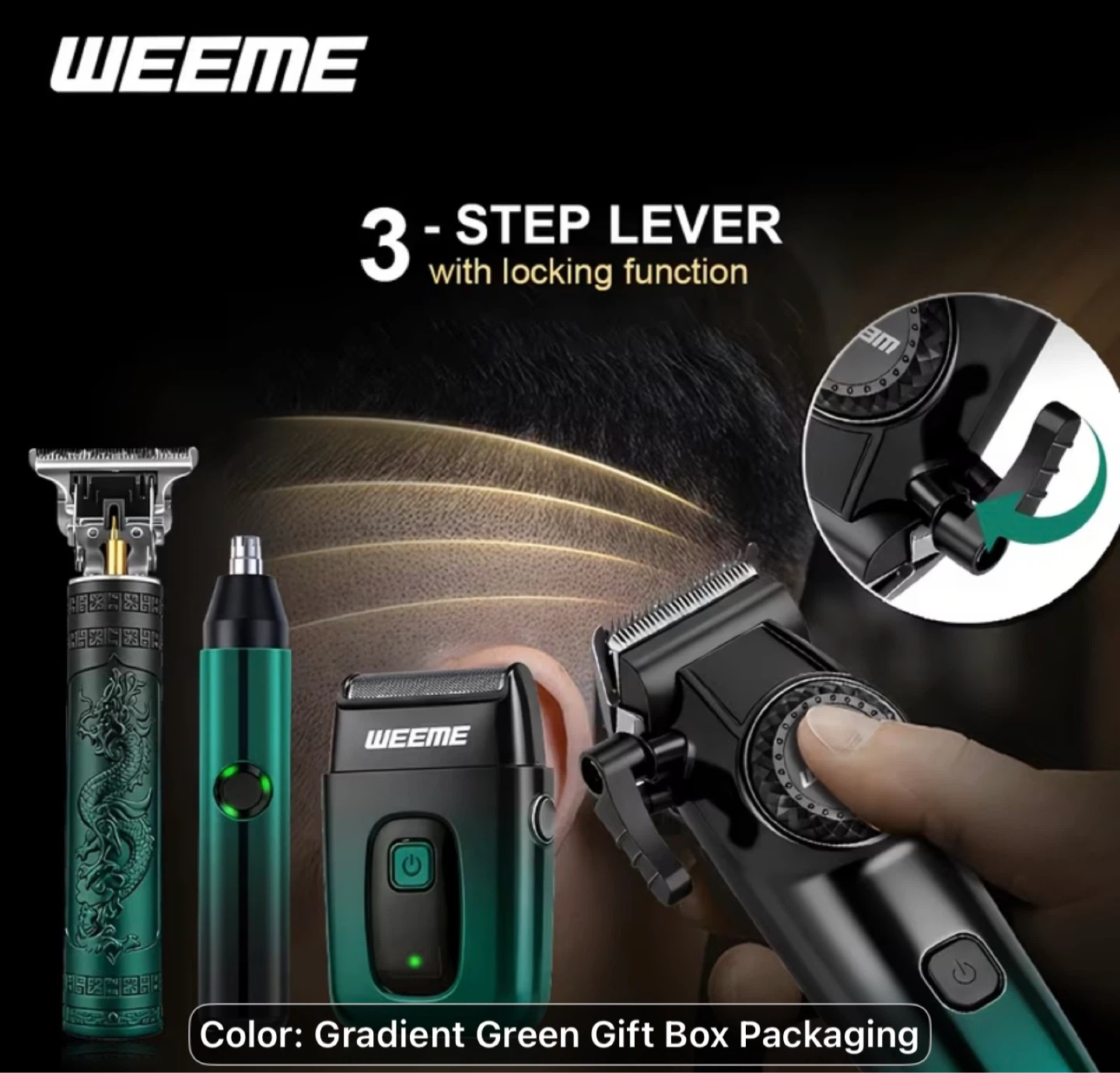 WEEME 4pcs Gradient Green Professional Haircutting Set - photo 2