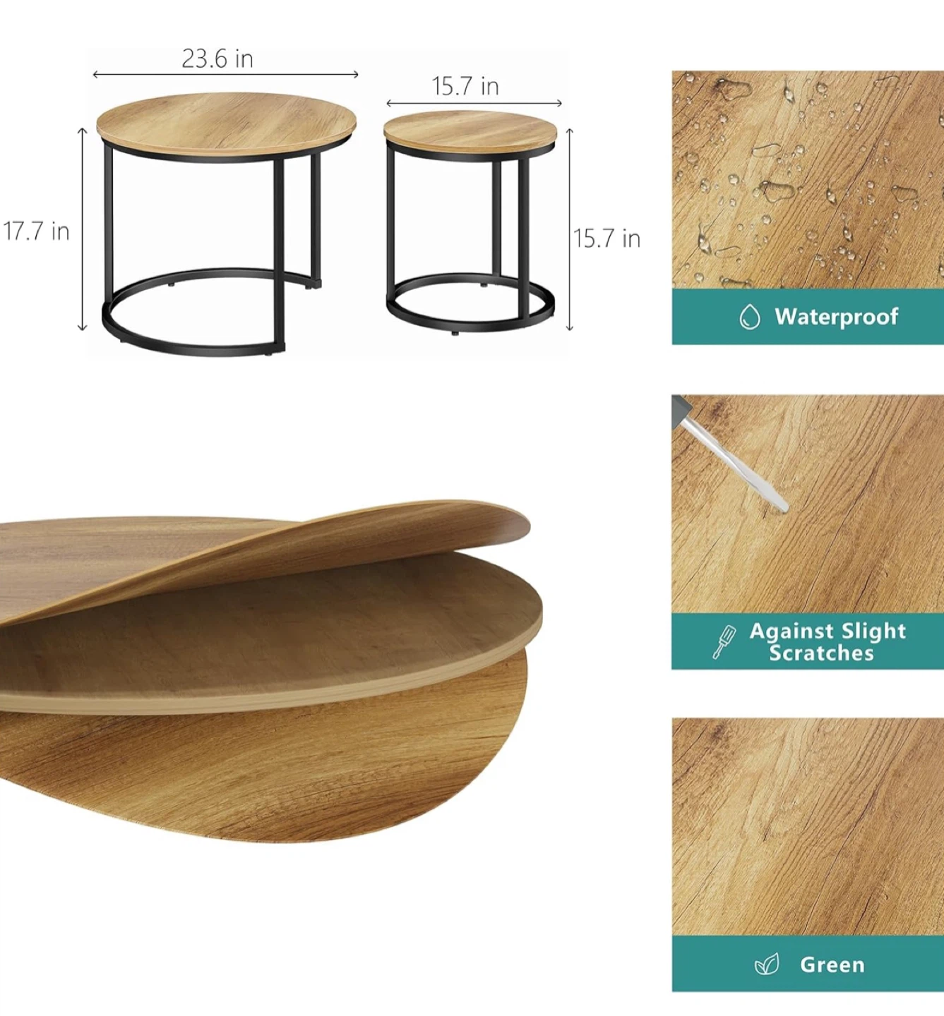 Set of 2 Round Nesting Coffee Tables - photo 2